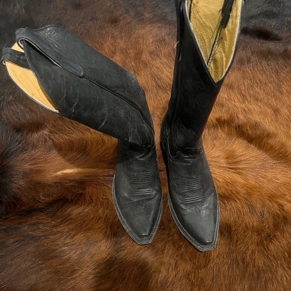 Black Leather Western Boots